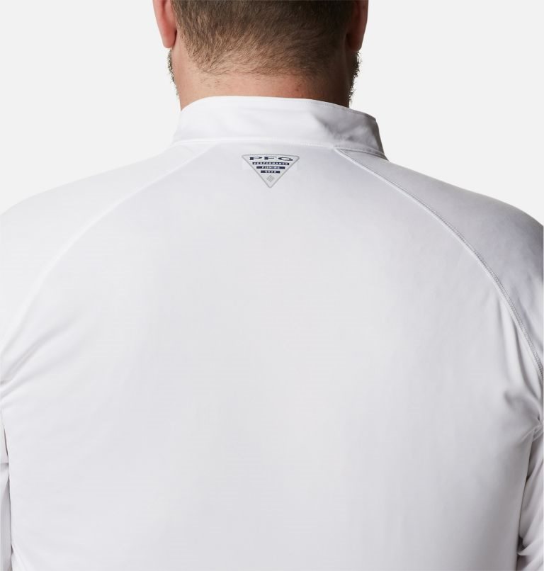 Men's Columbia PFG Terminal Tackle 1/4 Zip Sweatshirts White | Plus Size CA-Y4CAL